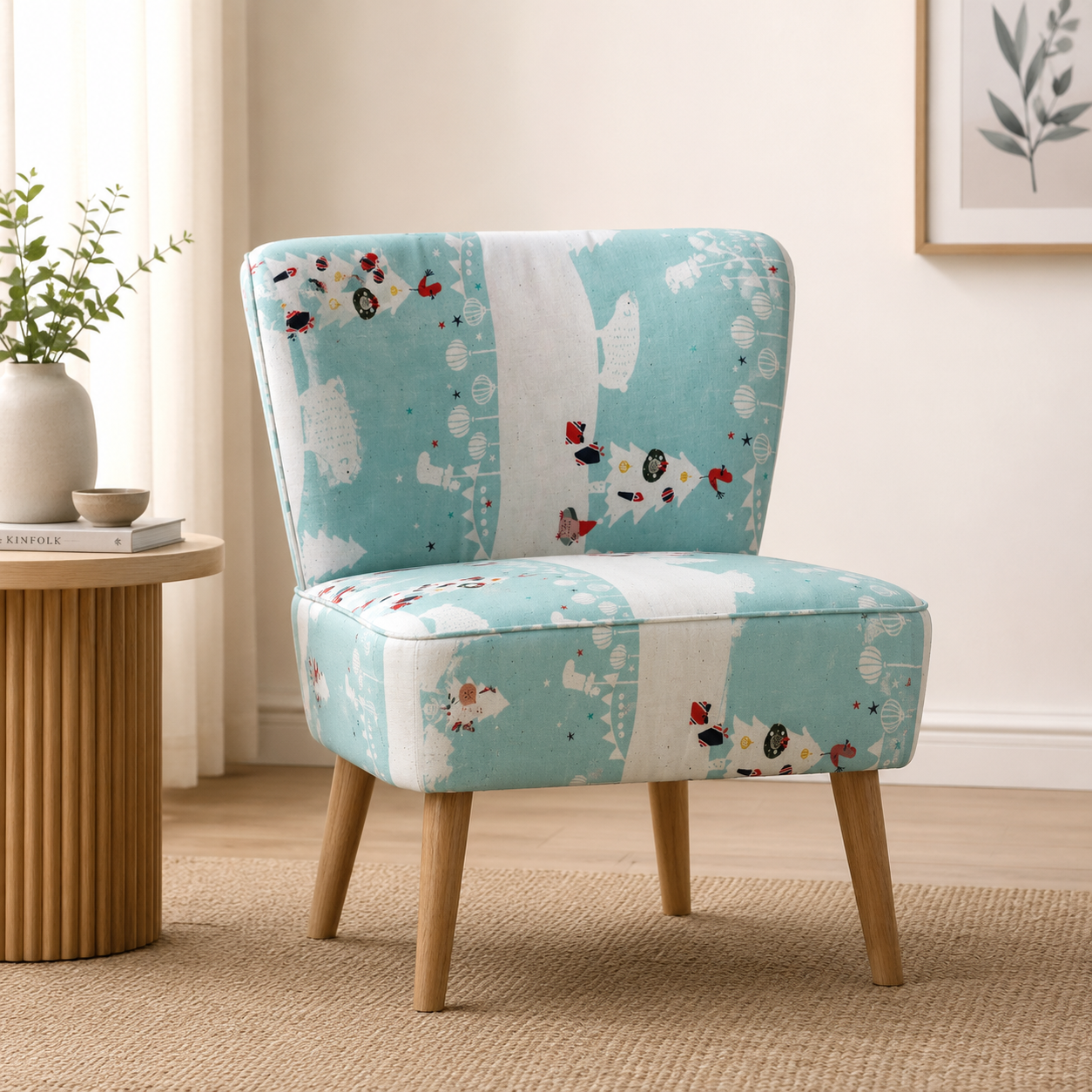 Waku Waku Christmas-Mr Polar Bear-Aqua Unbleached Fabric-Naocom-Cotton+ Steel