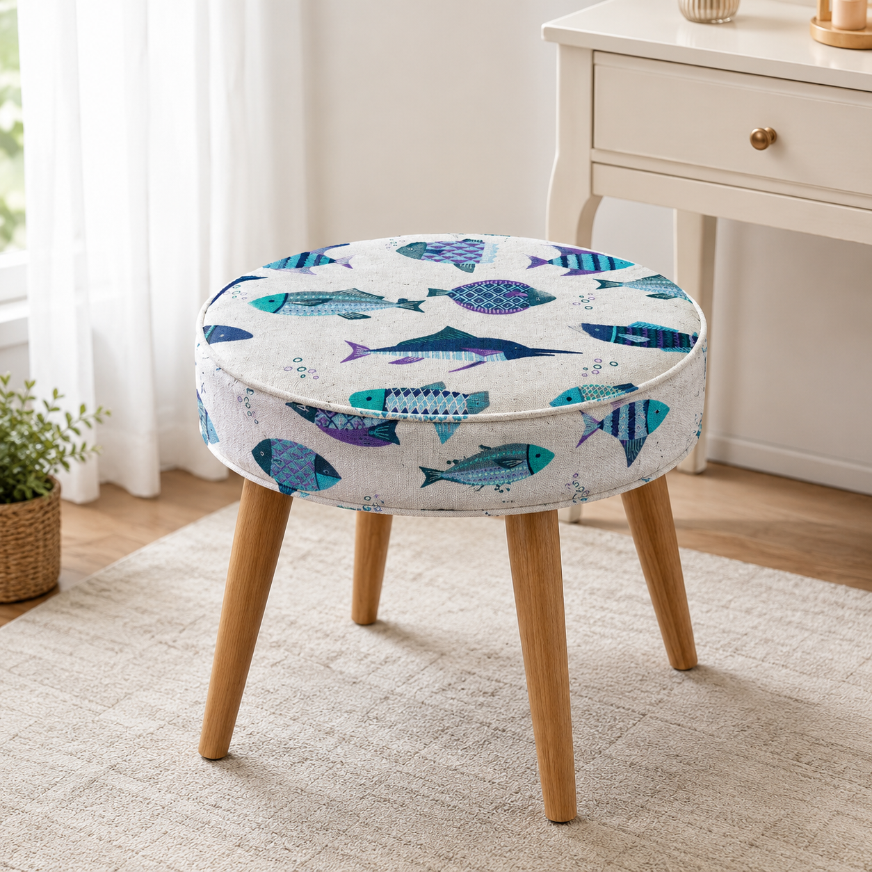 Kokka - Japanese Fabric - Fish - Lightweight Cotton Linen Canvas