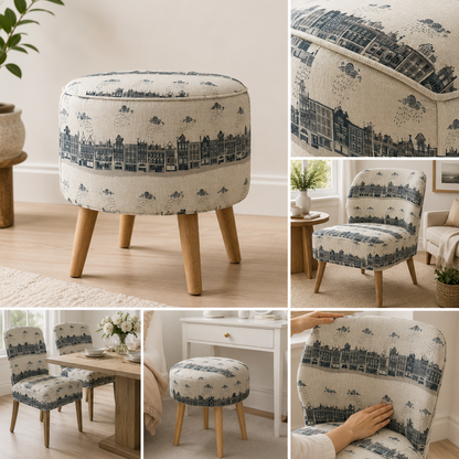 London Town - Kings Road - Slate Unbleached Fabric - Sara Mulvanny - Gray - Green - Cotton + Steel - Quilting Cotton - SY101-SL2U