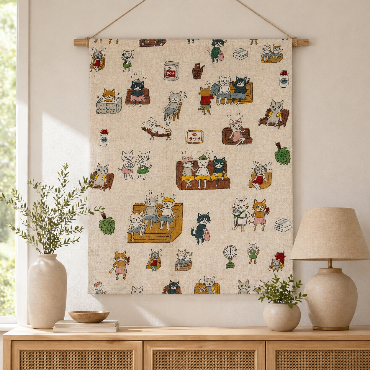 Cat Fabric-Funny Cats-Kokka Fabric-Japanese Fabric