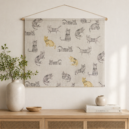 Cat Fabric – Japanese Cotton Oxford Fabric for Sewing & Quilting