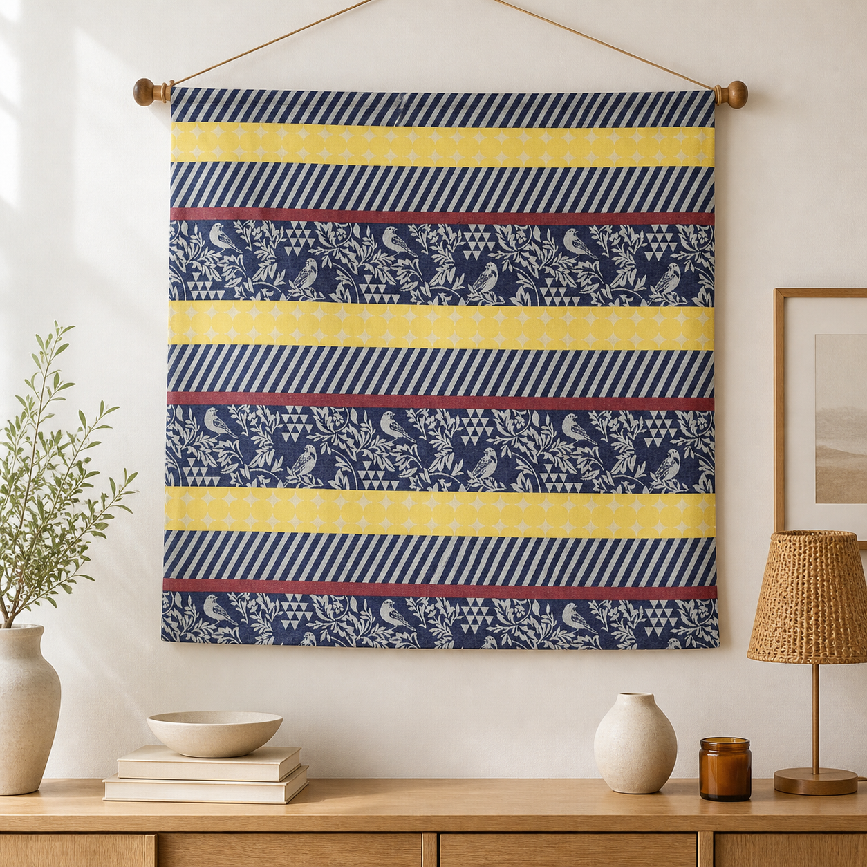 Bird - Bird Fabric -  Kokka - Japanese Fabric - Jacquard Cotton -Reversible
