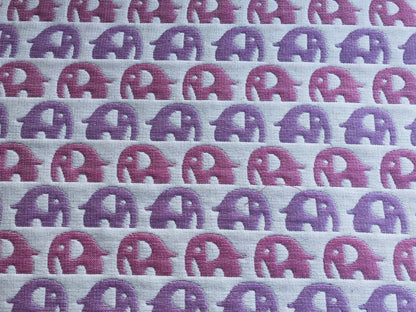 Japanese Gauze Jacquard Pink Elephants Cotton Fabric. - Fabricanaus