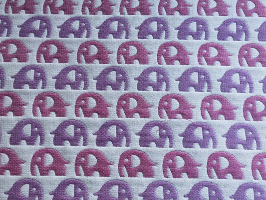 Japanese Gauze Jacquard Pink Elephants Cotton Fabric. - Fabricanaus