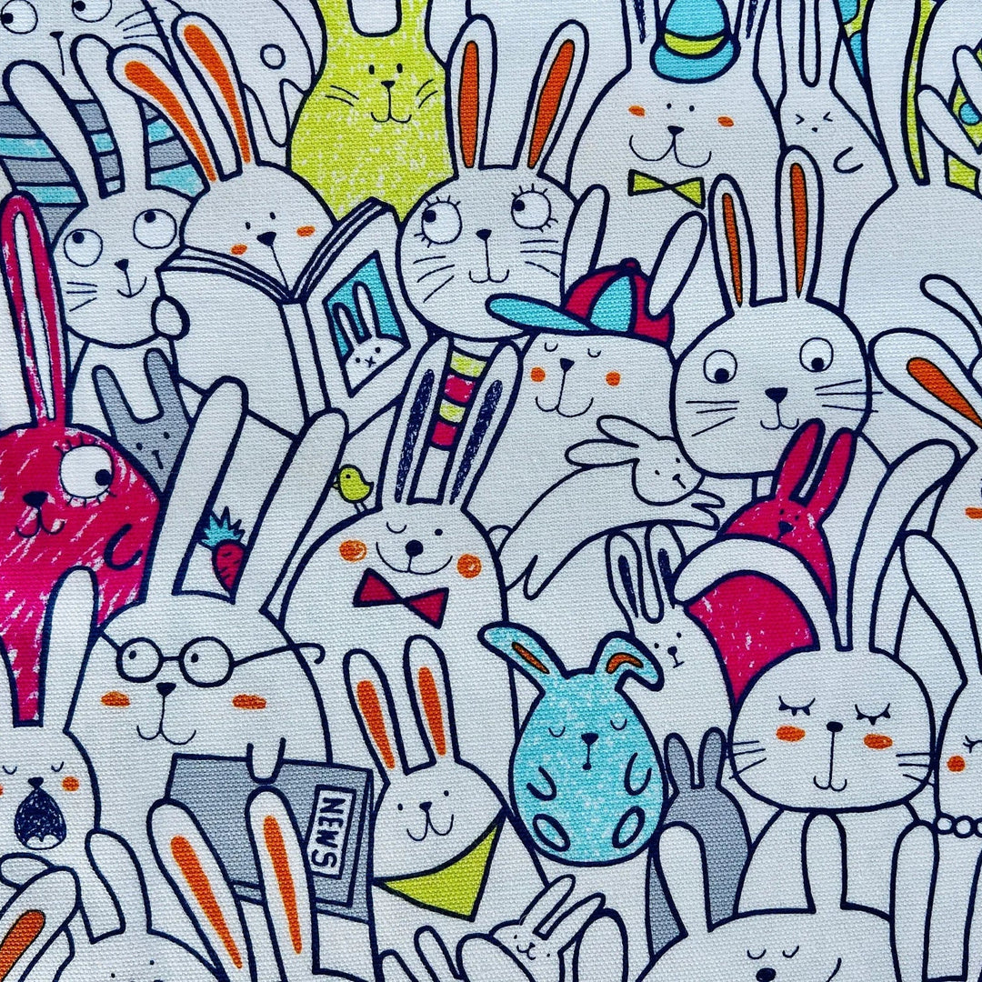 Rabbit - Rabbit Oxford Fabric - Japanese Fabric - Pink Blue Green - SK-7100