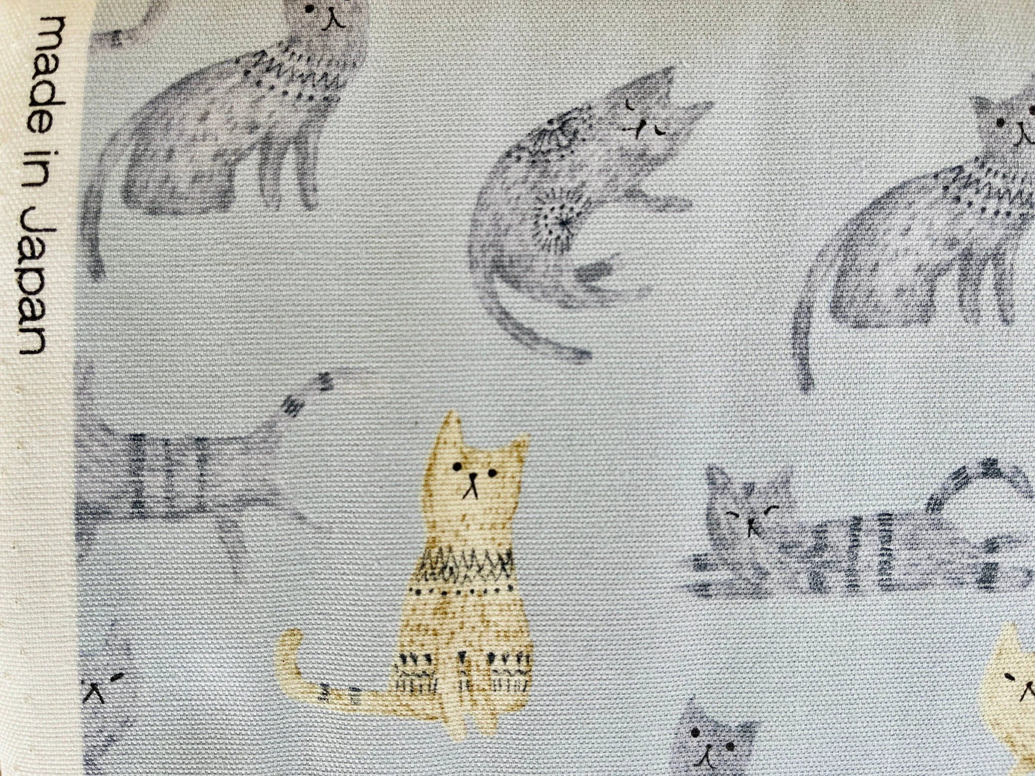 Cat - Cat Fabric - Japanese Fabric - Cotton Oxford Fabric - H-7096 - 1A