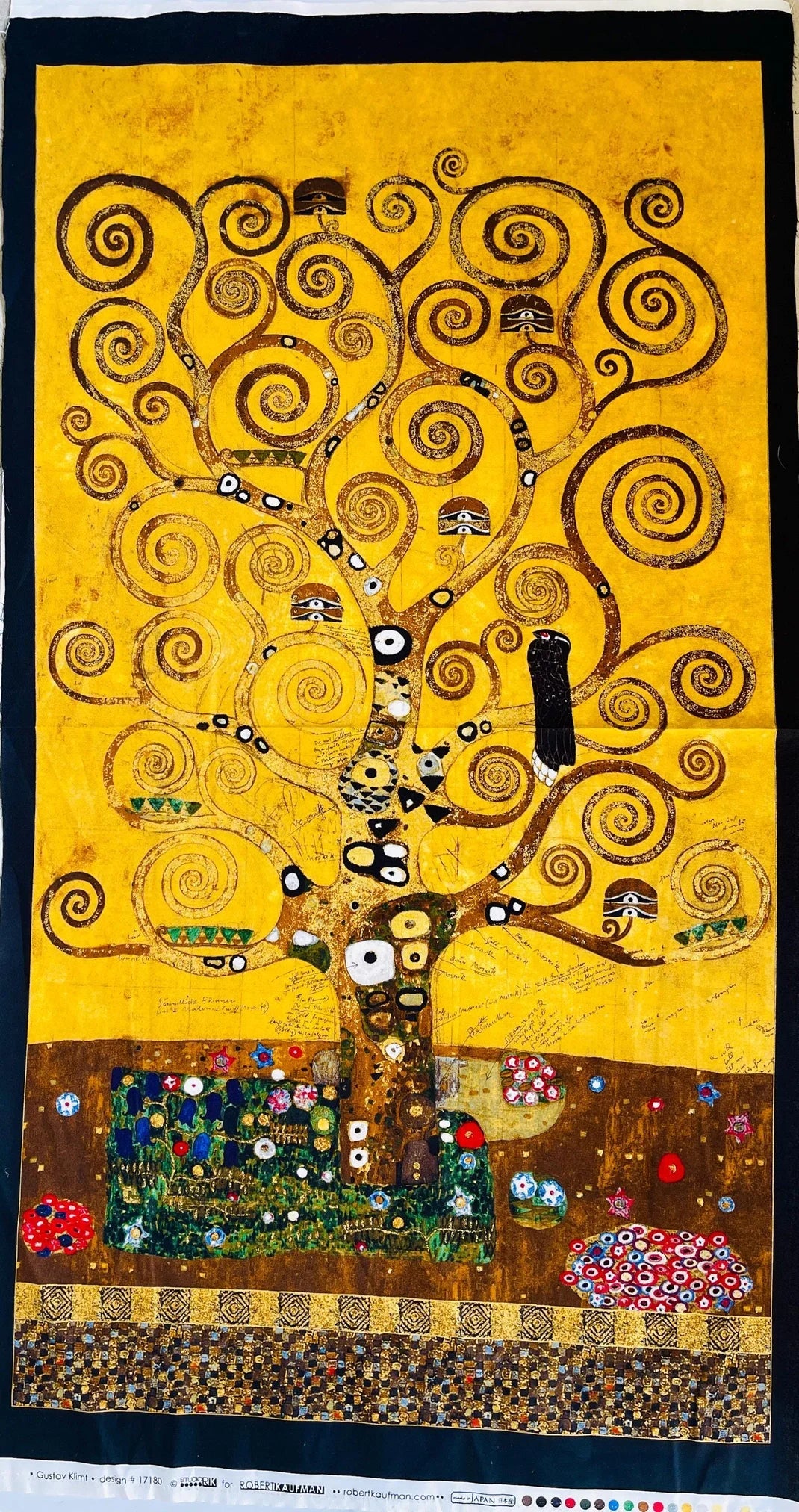 Gustav Klimt - Tree of Life - Gold - Robert Kaufman - Quilting Cotton Panel