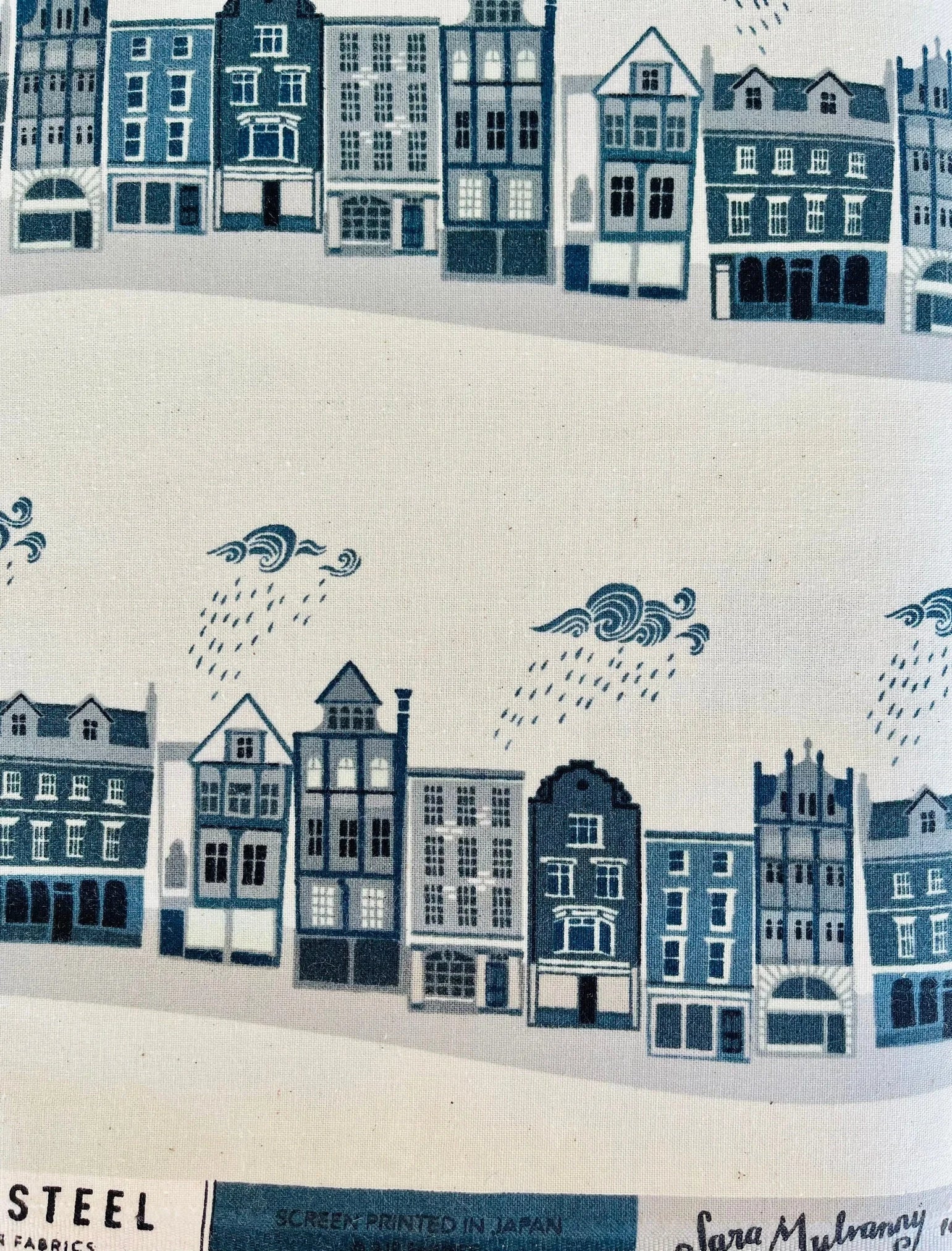 London Town - Kings Road - Slate Unbleached Fabric - Sara Mulvanny - Gray - Green - Cotton + Steel - Quilting Cotton - SY101-SL2U