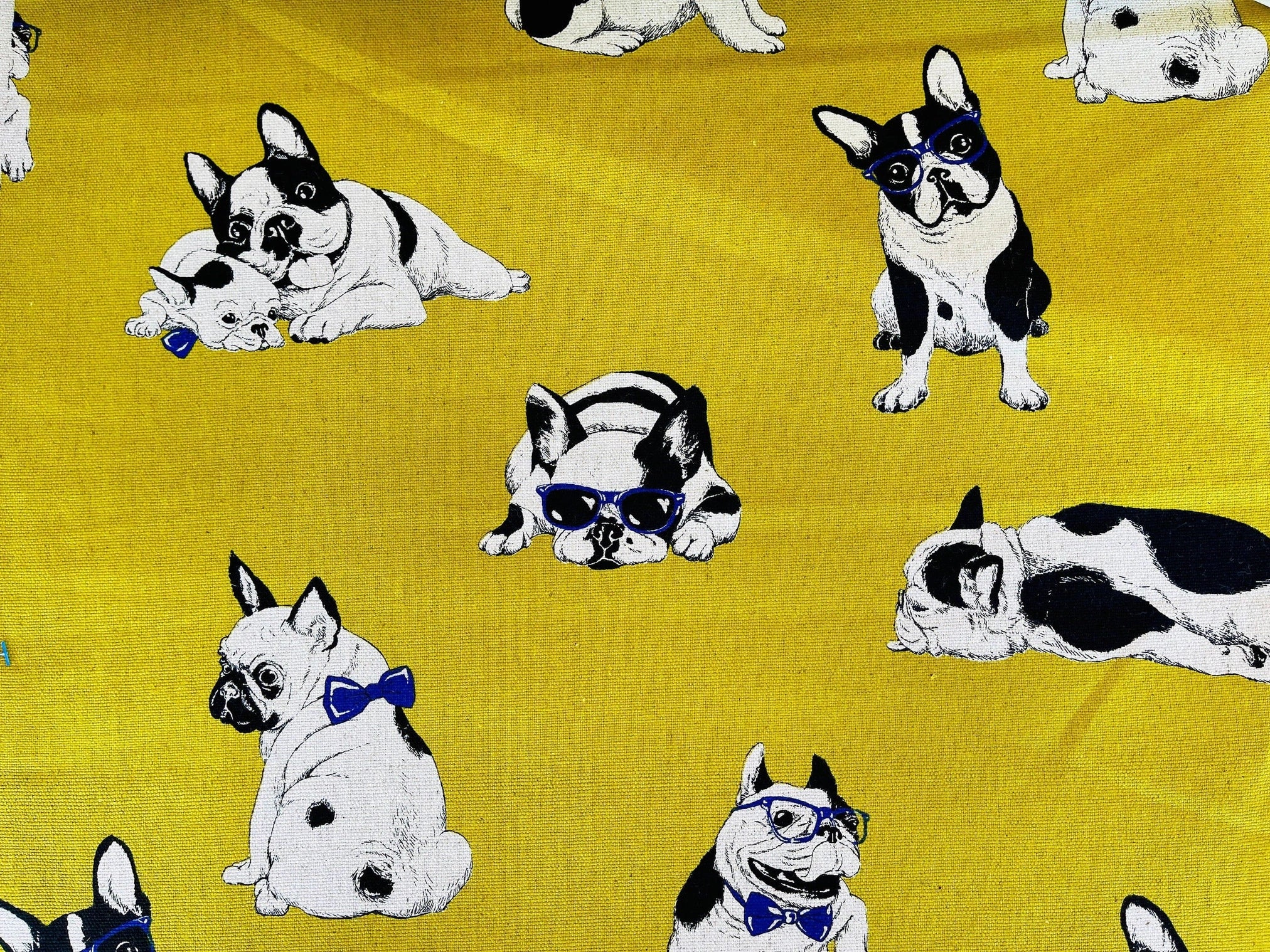 Dog - French Bulldog Fabric - Japanese Linen Cotton Oxford Fabric
