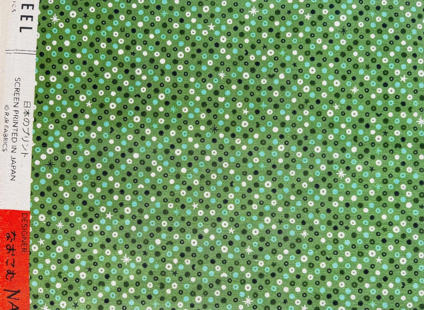 Waku Waku Christmas - Green Sequins Unbleached Fabric - Green - White - Black - Naocom - Cotton+ Steel - Quilting Cotton - NM204-GR1U