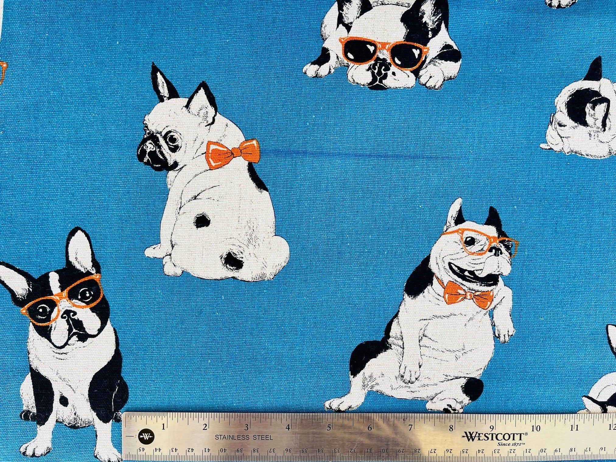 Dog - French Bulldog Fabric - Japanese Linen Cotton Oxford Fabric