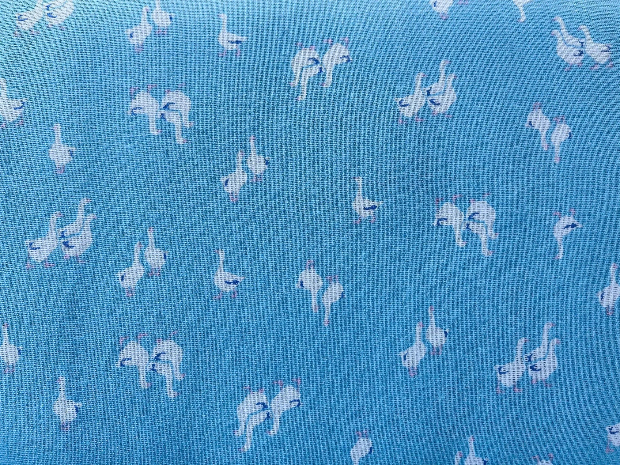 Hokka Japanese Textiles Double Gauze Cotton Blue Goose Fabric.