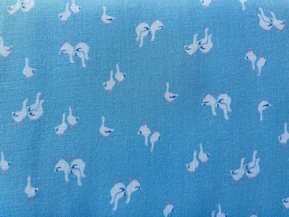 Hokka Japanese Textiles Double Gauze Cotton Blue Goose Fabric.