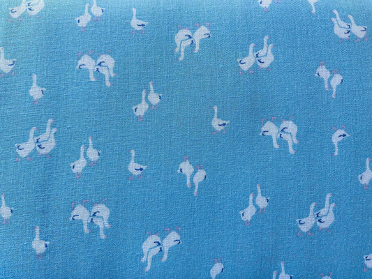 Hokka Japanese Textiles Double Gauze Cotton Blue Goose Fabric.