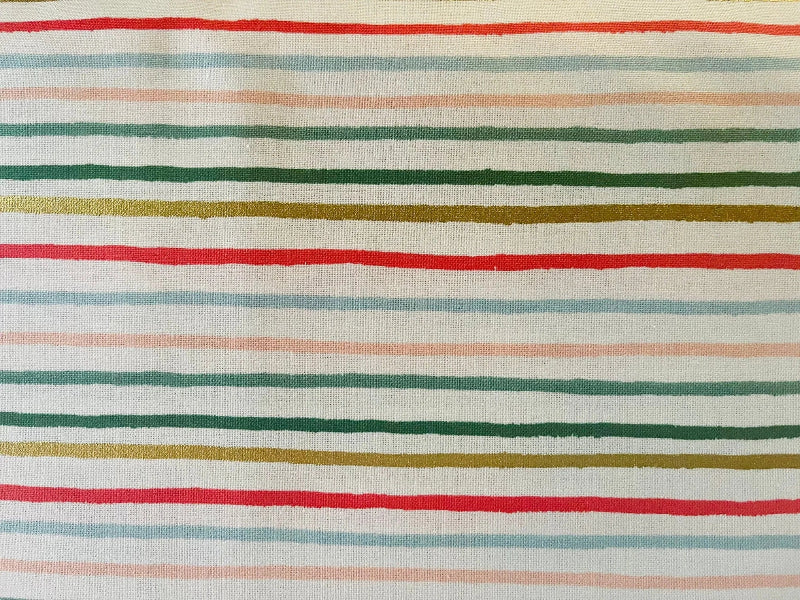 Festive Stripe - Holiday Classics - Rifle Paper Co - Metallic - Cotton + Steel - Quilting Cotton Fabrics - RP609-MU1M