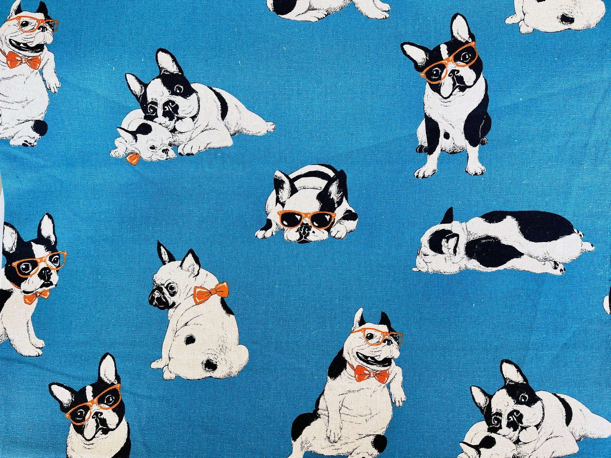 Dog - French Bulldog Fabric - Japanese Linen Cotton Oxford Fabric
