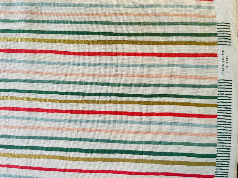 Festive Stripe - Holiday Classics - Rifle Paper Co - Metallic - Cotton + Steel - Quilting Cotton Fabrics - RP609-MU1M