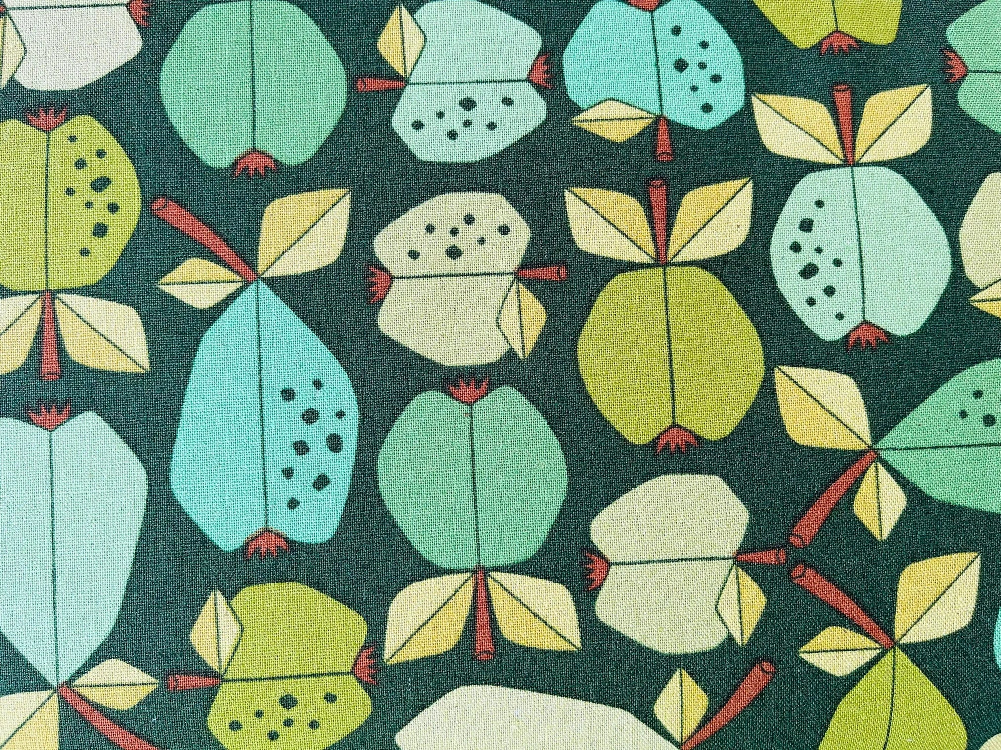Under the Apple Tree - Orchard -Green Unbleached Canvas - Loes Van Oosten - Cotton + Steel Canvas Fabric - LV503-GR7UC