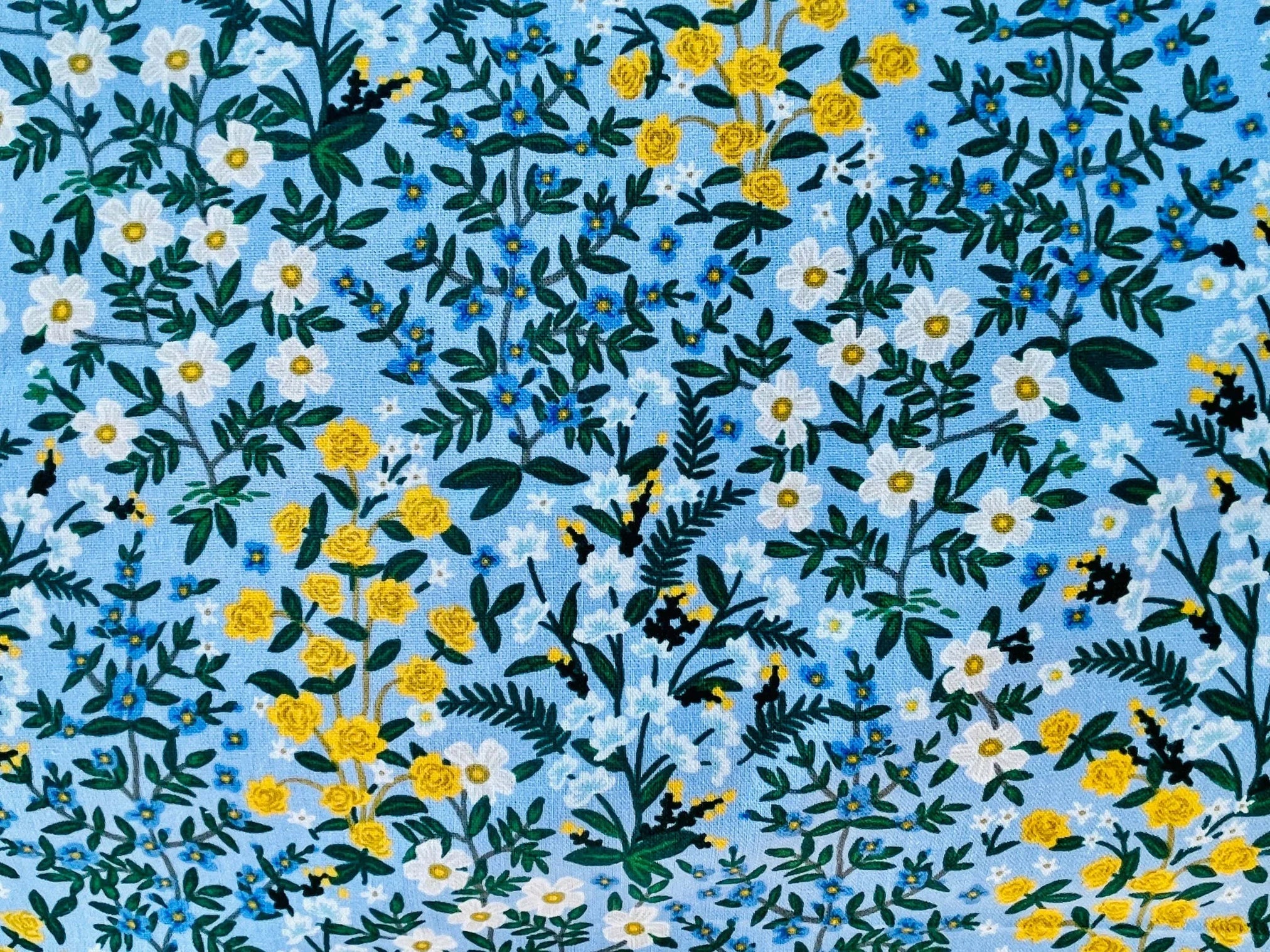 Camont - Wildwood Garden - Blue Canvas Fabric - Rifle Paper Co - Cotton+ Steel - RP705-BL6C