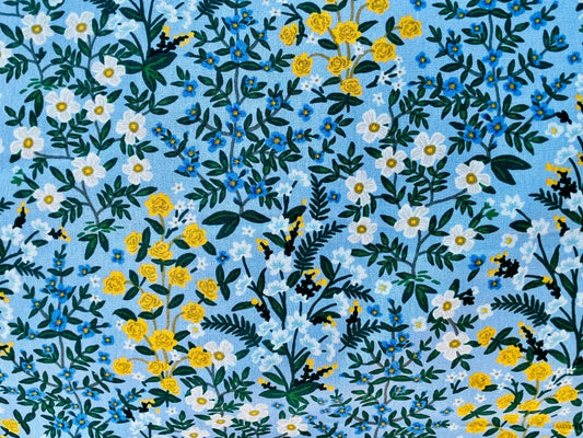 Camont - Wildwood Garden - Blue Canvas Fabric - Rifle Paper Co - Cotton+ Steel - RP705-BL6C