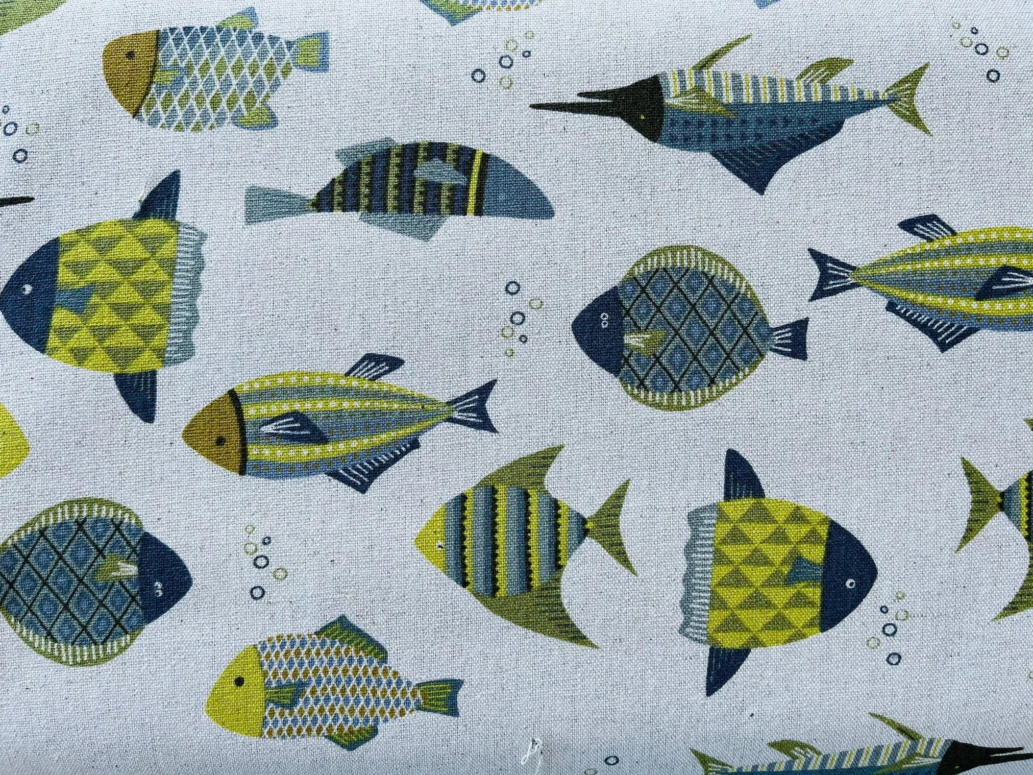 Japanese Kokka Fish Lightweight Cotton Linen Canvas.