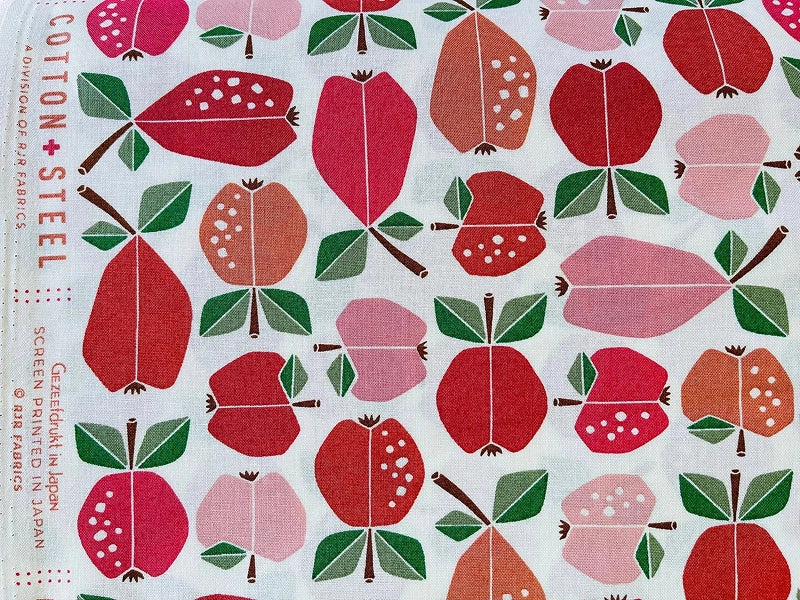 Under the Apple Tree-Orchard Apple Red Fabric-Loes Van Oosten-Cotton + Steel Fabric
