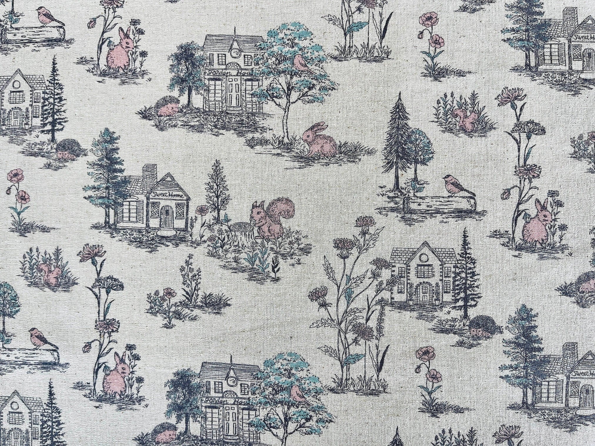 Squirrel Fabric - Porcupine Fabric - Forest Friends Fabric - Japanese Fabric - 33000-2A