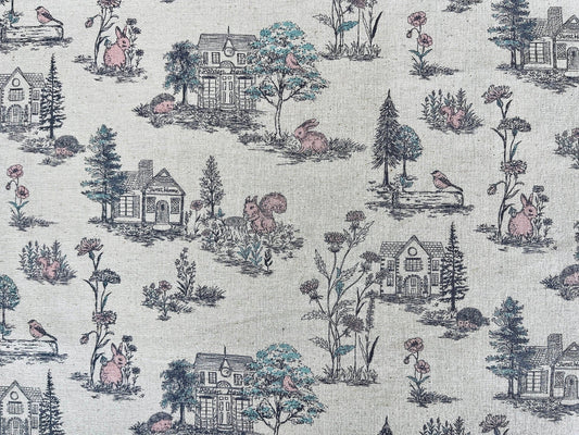 Squirrel Fabric - Porcupine Fabric - Forest Friends Fabric - Japanese Fabric - 33000-2A