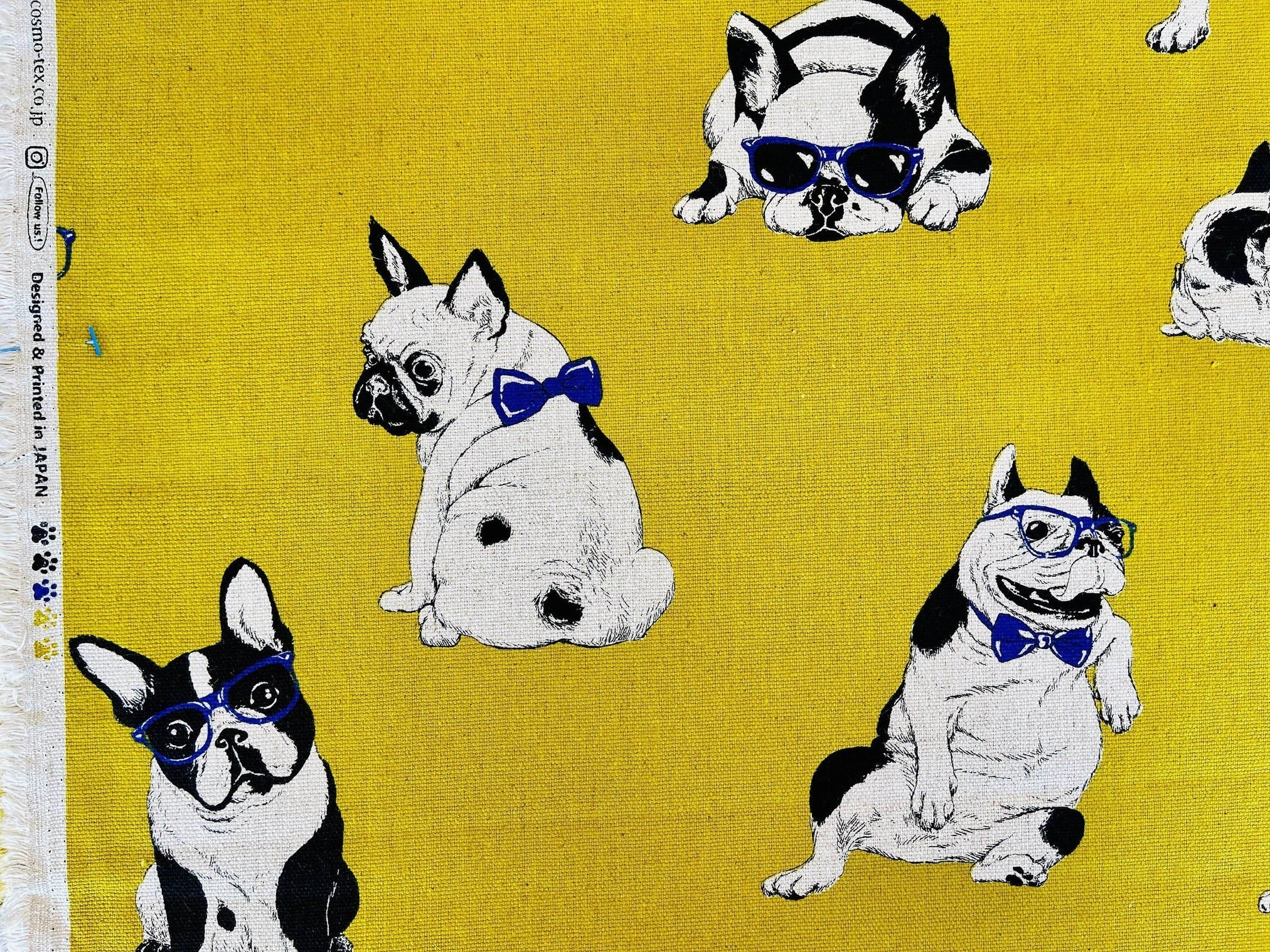 Dog - French Bulldog Fabric - Japanese Linen Cotton Oxford Fabric