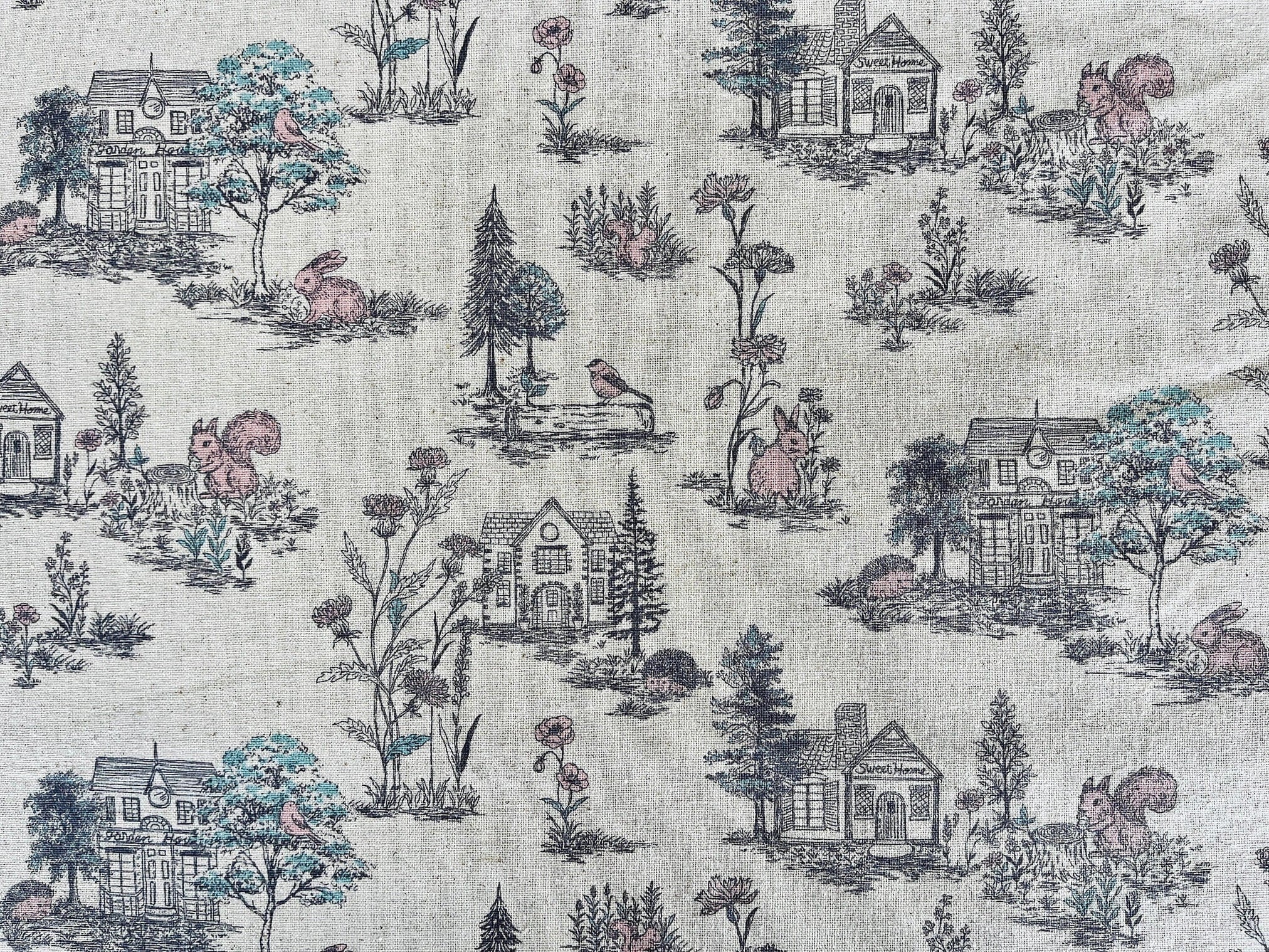 Squirrel Fabric - Porcupine Fabric - Forest Friends Fabric - Japanese Fabric - 33000-2A