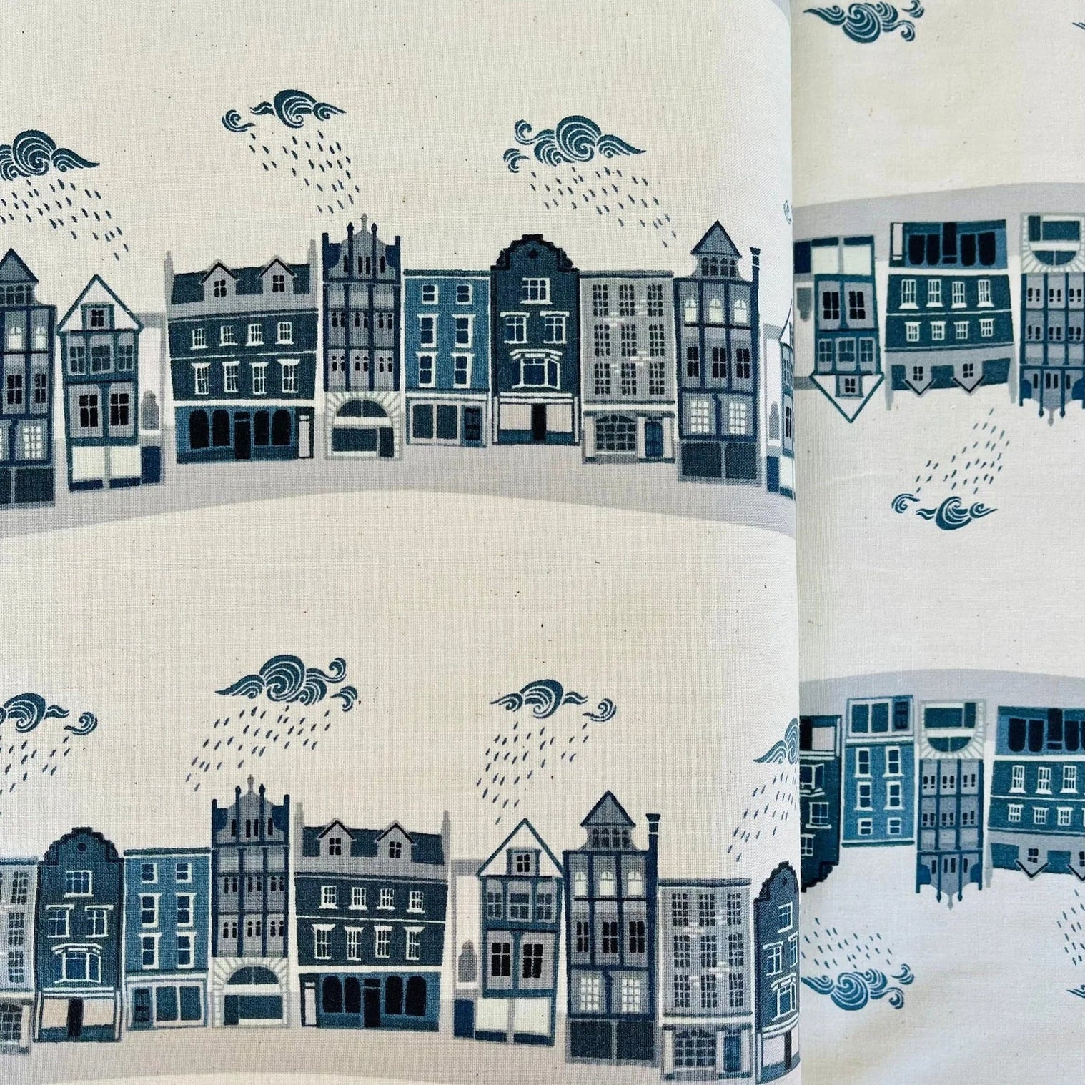 London Town - Kings Road - Slate Unbleached Fabric - Sara Mulvanny - Gray - Green - Cotton + Steel - Quilting Cotton - SY101-SL2U