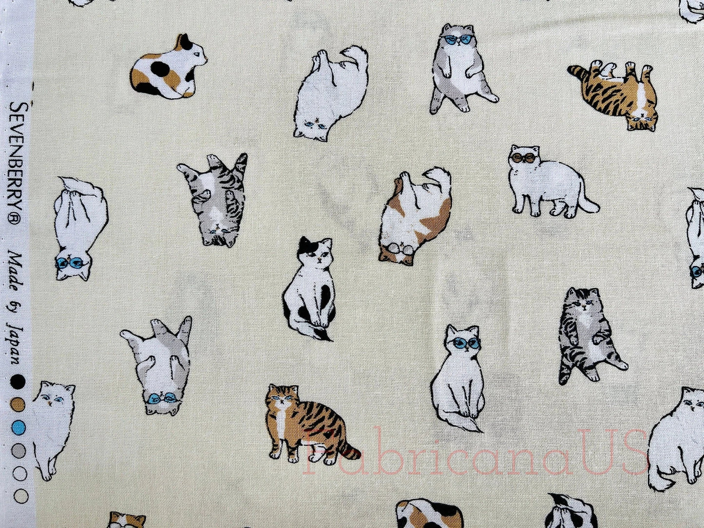 Cat - Cat Fabric - Robert Kaufman - Japanese quilting cotton.