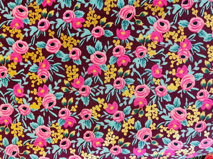 Garden Party Rosa - Burgundy Metallic Fabric - Rifle Paper Co - Cotton + Steel - Quilting Cotton - RP305-BU5M