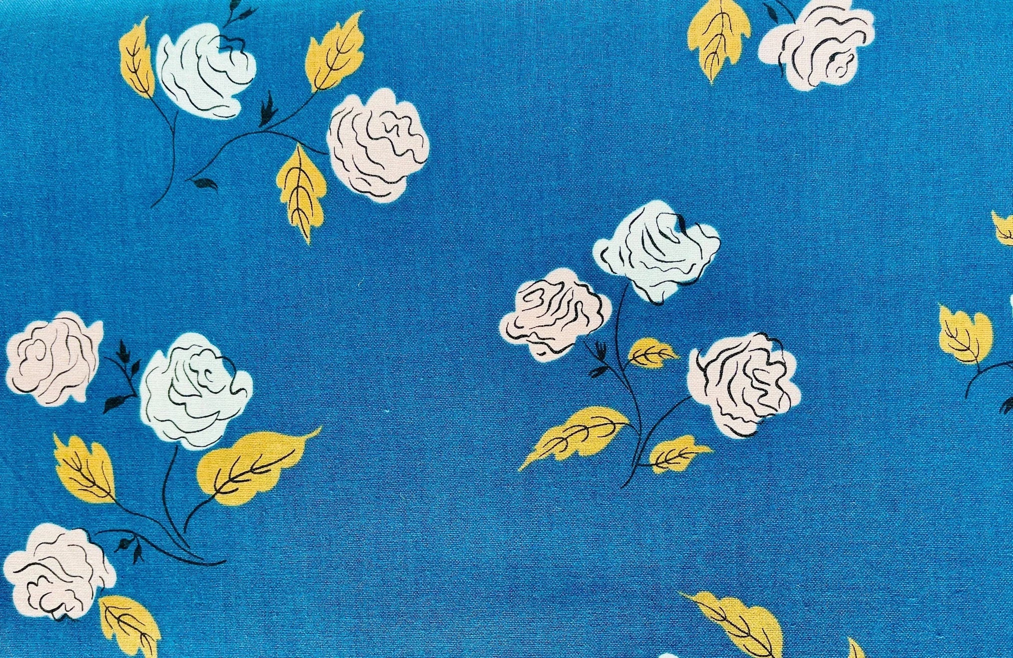 Steno Pool - Roses Midnight - Kimberly Kight - Cotton + Steel Fabric - Blue - Pink - Brown - Quilting Cotton - K3065-001