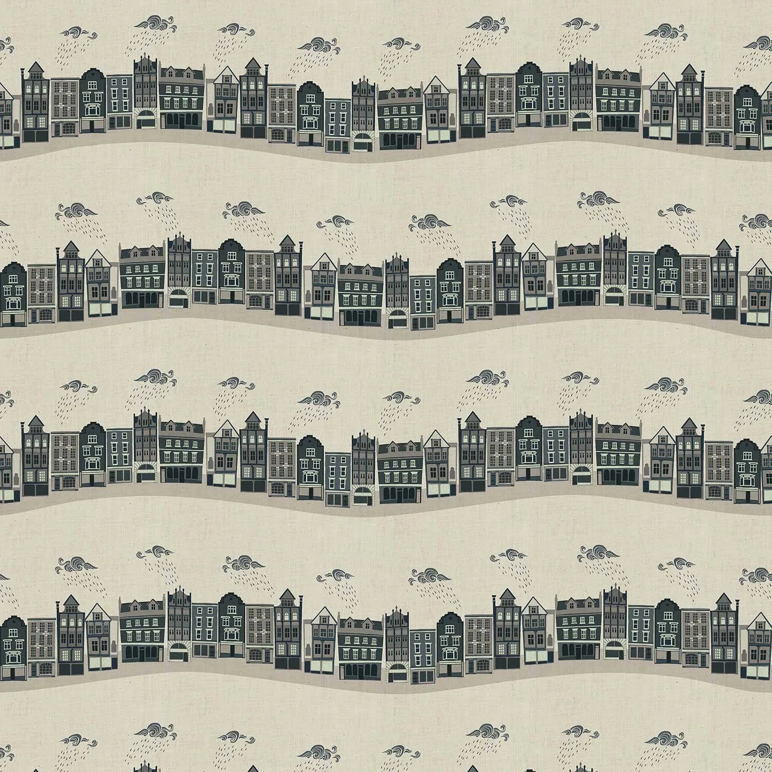 London Town - Kings Road - Slate Unbleached Fabric - Sara Mulvanny - Gray - Green - Cotton + Steel - Quilting Cotton - SY101-SL2U