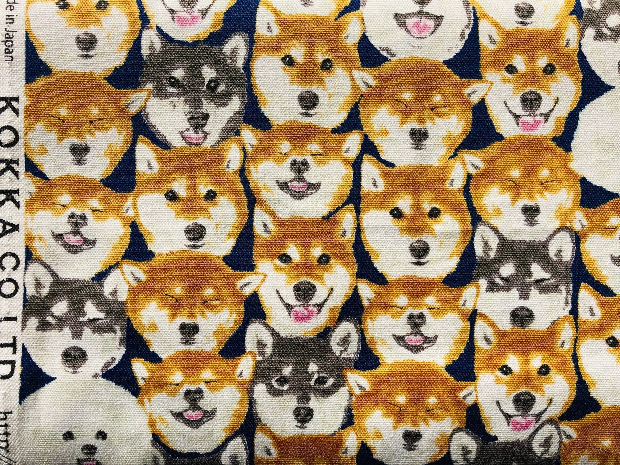 Dog - Husky - Husky Dog - Japanese Fabric - Kokka - Mask Fabric - Quilting Cotton Fabric - Black - Brown - White - YK-76070