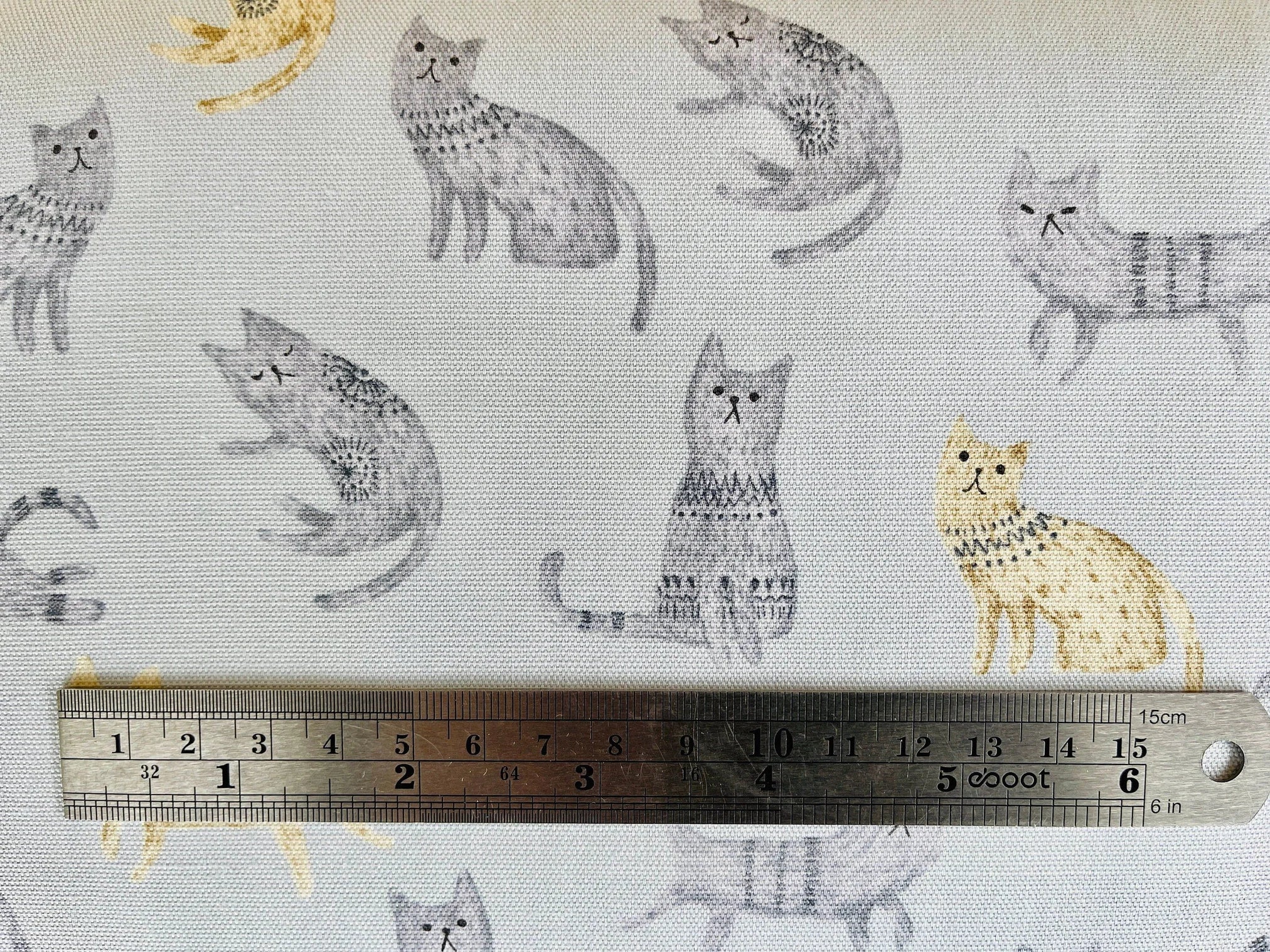 Cat - Cat Fabric - Japanese Fabric - Cotton Oxford Fabric - H-7096 - 1A
