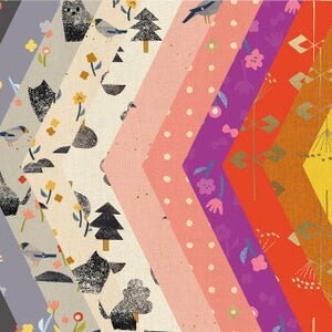 Neko and Tori-Flower Picking-Gray Cotton-Itsuko Naka-Cotton+Steel