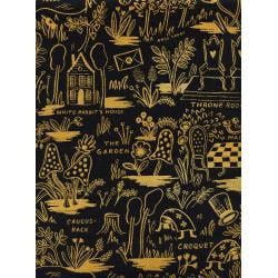 Wonderland-Rifle Paper Co-Magic Forest-Midnight Metallic-Cotton+ Steel
