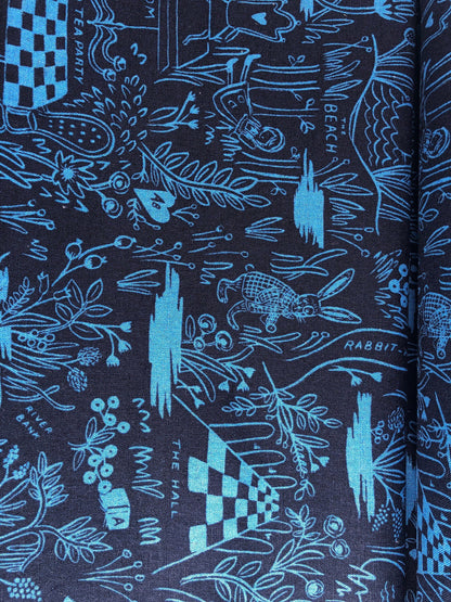 Wonderland-Rifle Paper Co-Magic Forest-Navy Canvas-Cotton+ Steel