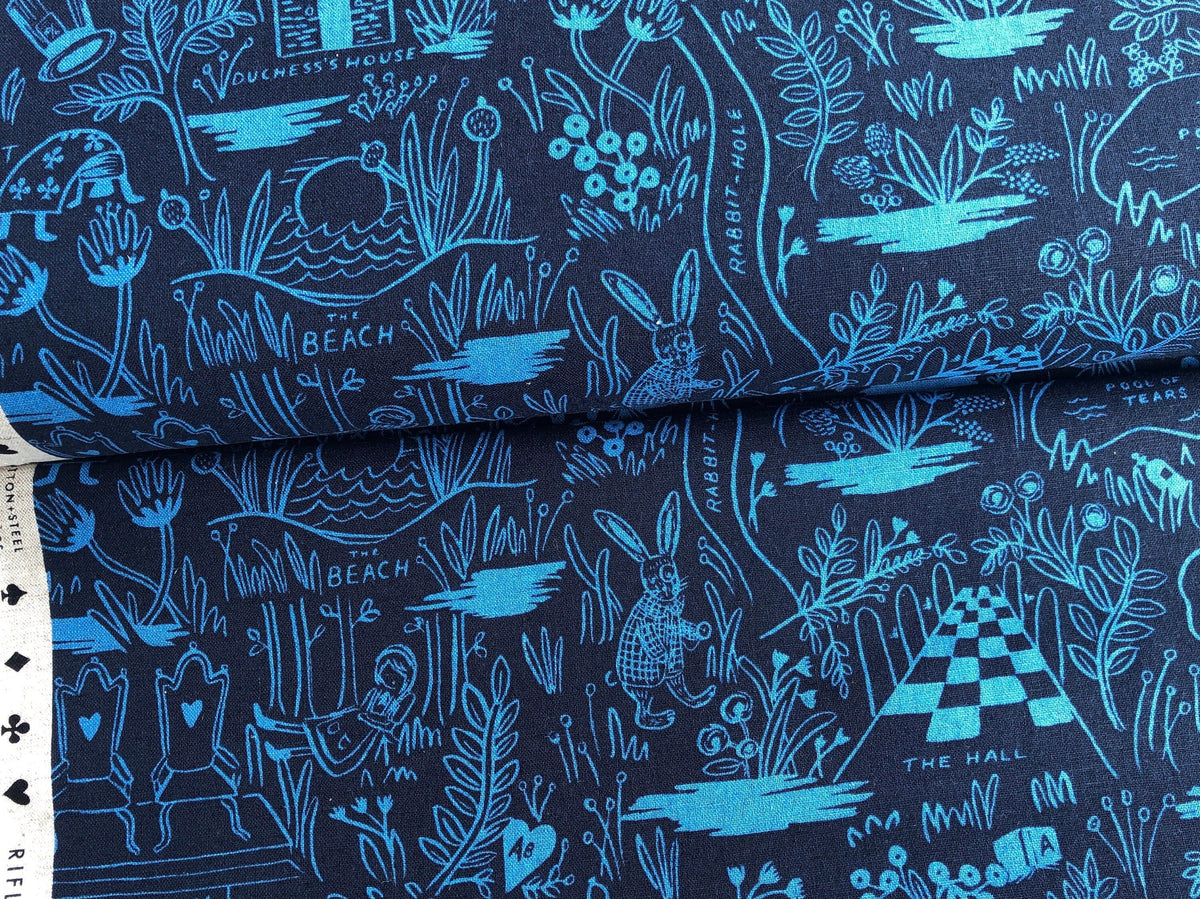 Wonderland-Rifle Paper Co-Magic Forest-Navy Canvas-Cotton+ Steel