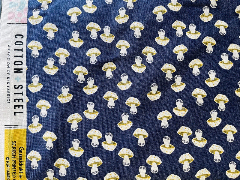 In The Woods-Mushroom-Dark Slate Unbleached Fabric-Loes Van Oosten