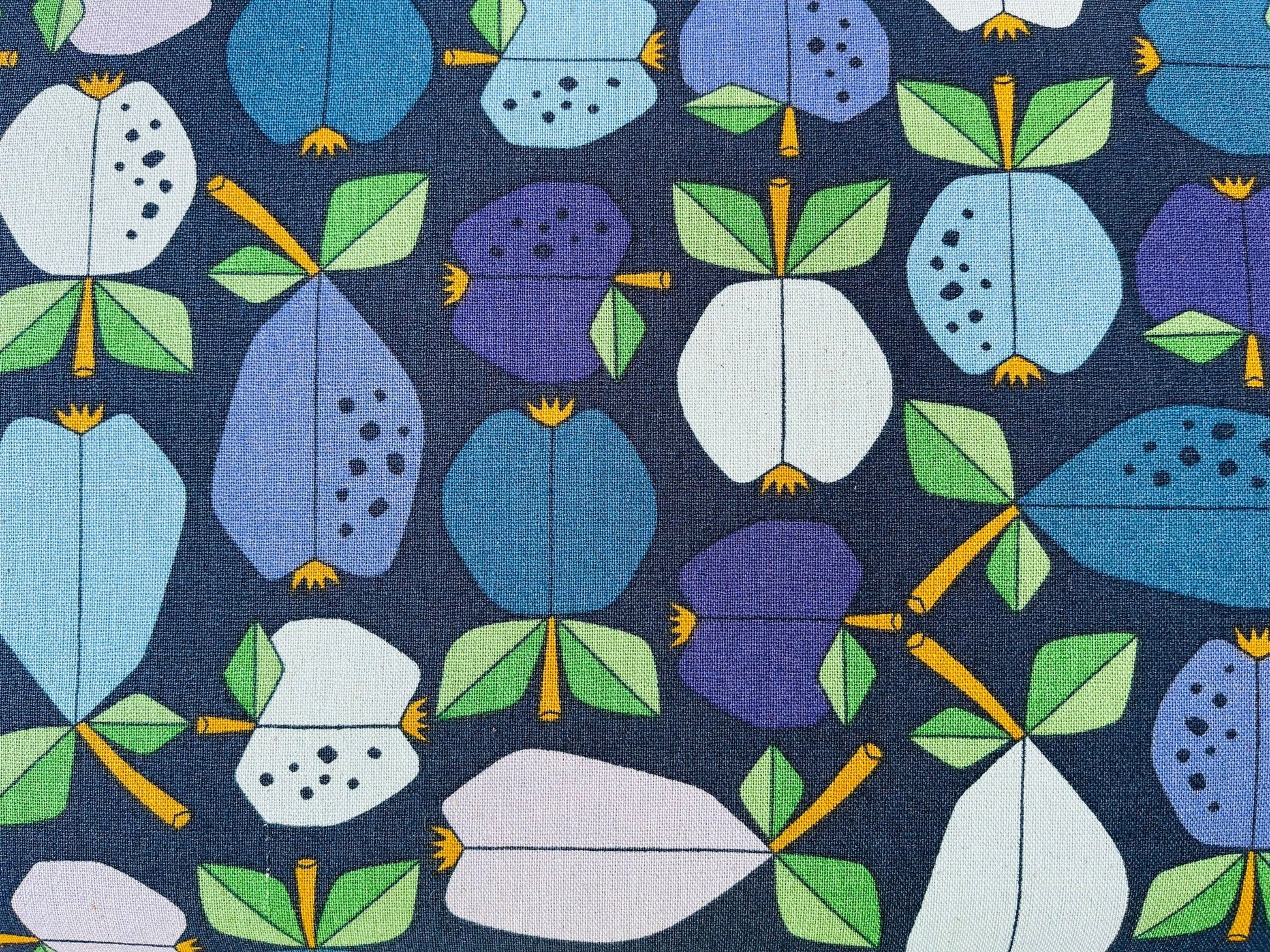 Under the Apple Tree-Orchard-Deep Blue Unbleached Canvas