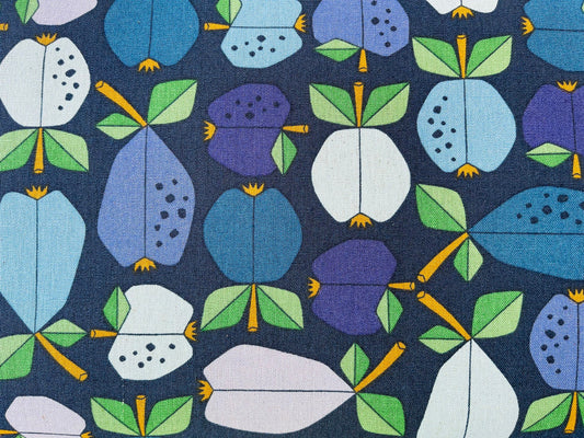 Under the Apple Tree-Orchard-Deep Blue Unbleached Canvas