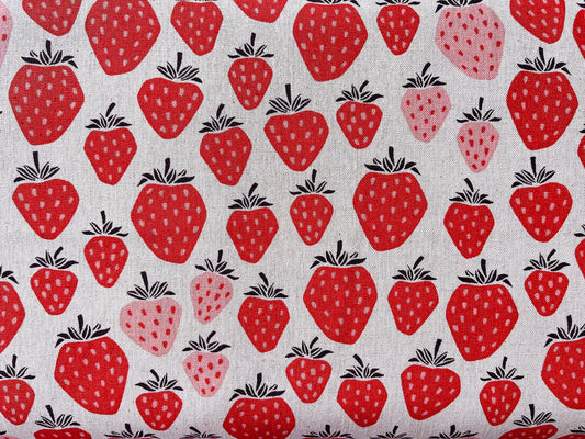 Under the Apple-Tree Queen of Berries-True Red Unbleached Canvas-Loes Van Oosten-Cotton + Steel Fabric