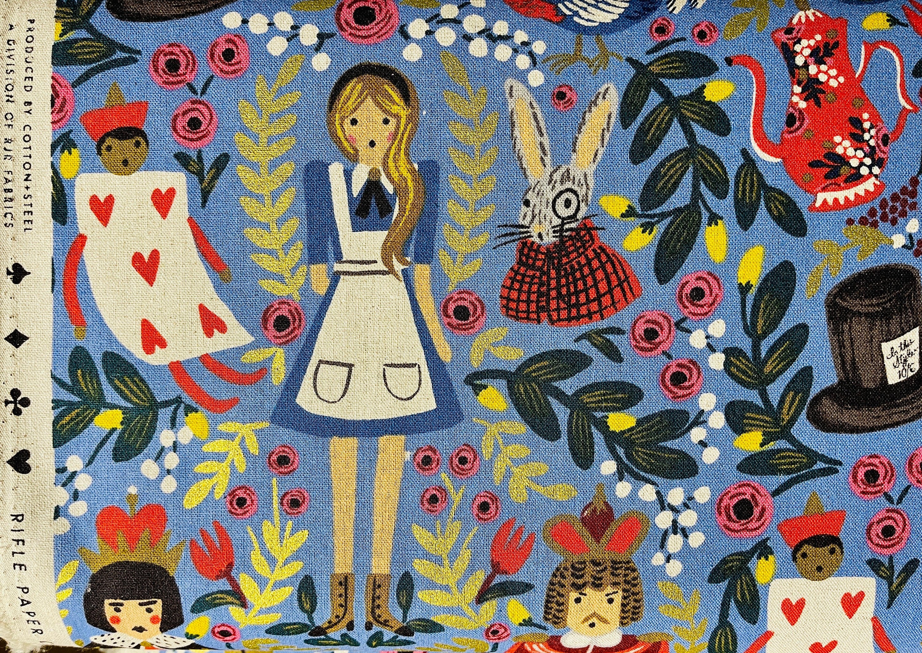 Wonderland-Rifle Paper Co-Periwinkle-Alice in Wonderland-Metallic Canvas