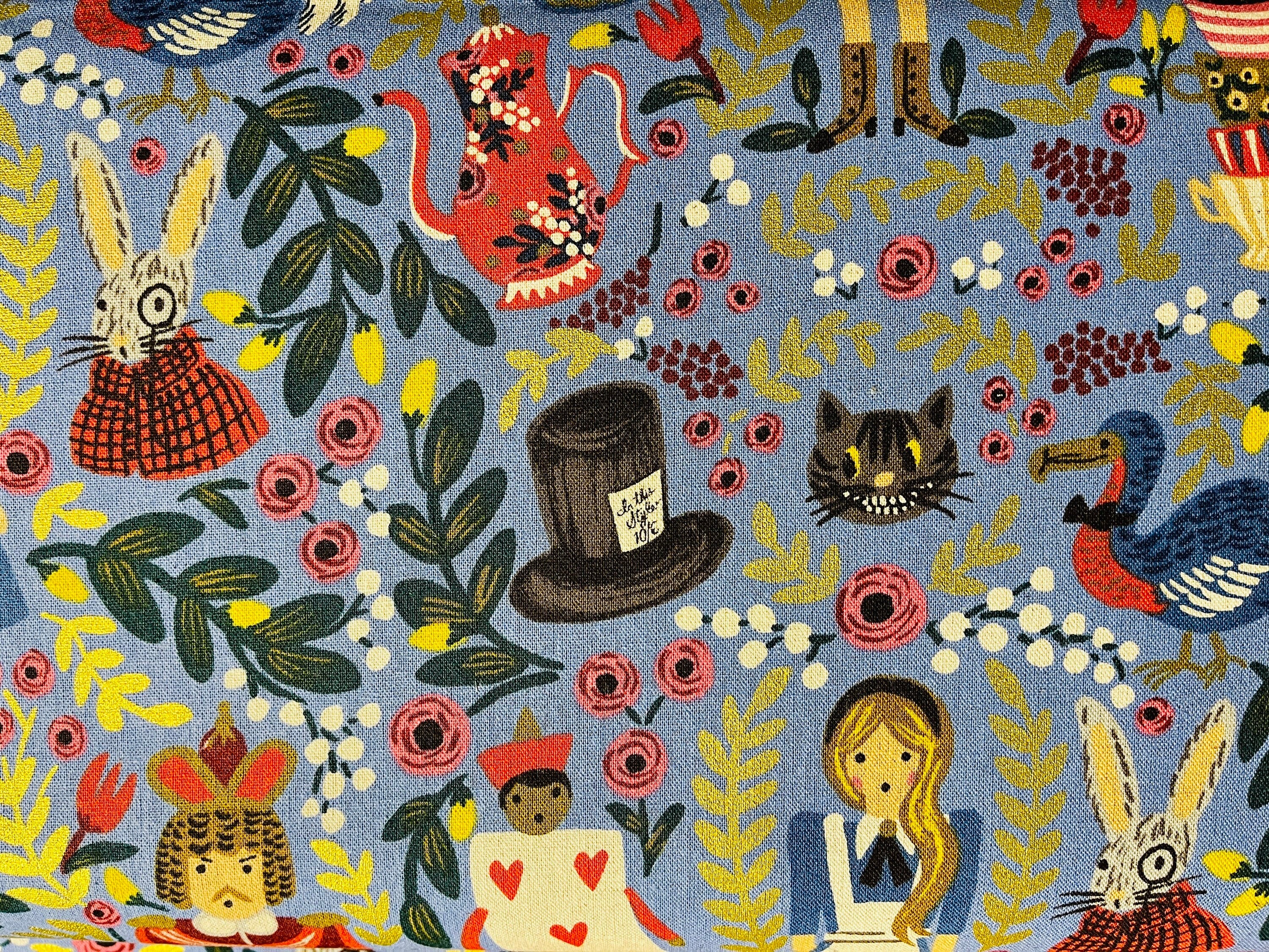 Wonderland-Rifle Paper Co-Periwinkle-Alice in Wonderland-Metallic Canvas
