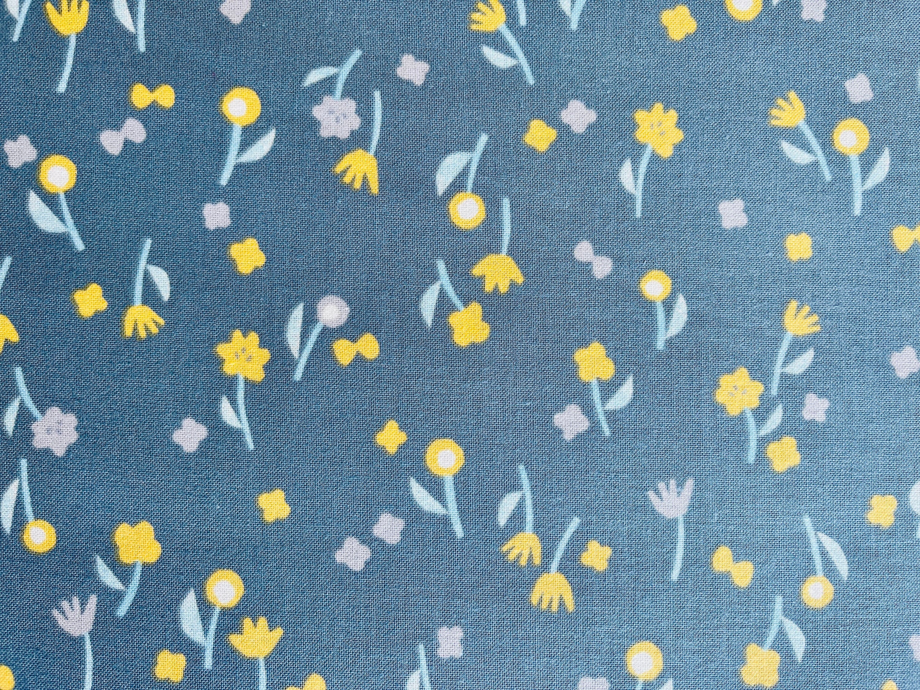 Neko and Tori-Flower Picking-Gray Cotton-Itsuko Naka-Cotton+Steel