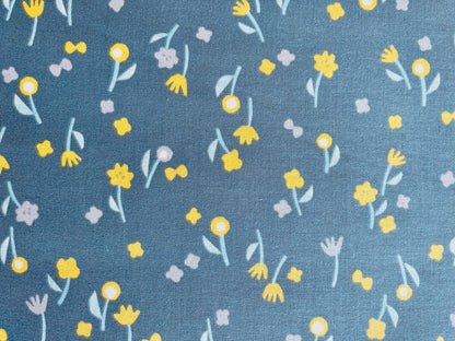 Neko and Tori-Flower Picking-Gray Cotton-Itsuko Naka-Cotton+Steel