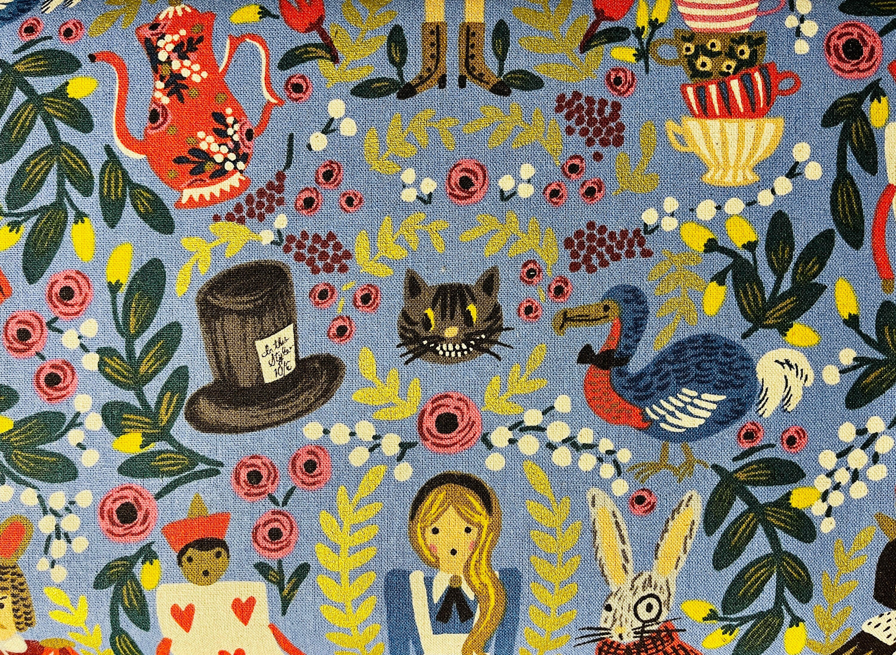 Wonderland-Rifle Paper Co-Periwinkle-Alice in Wonderland-Metallic Canvas
